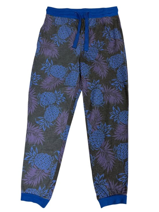 Top Drawer Pants - Top Drawer Women's Medium Jogger Sweatpants Tropical Pineapple Print Purple/Blue